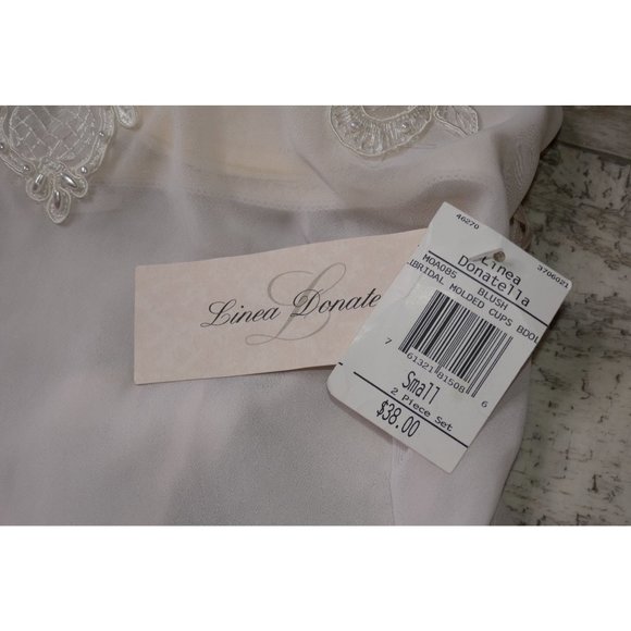 NWT Linea Donatella Blush Pink Bridal Molded Cups Babydoll Lingerie Set Small - Picture 7 of 8